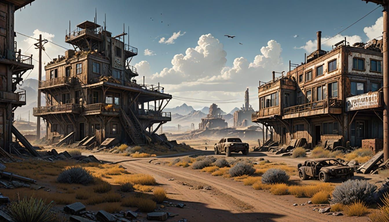 Hyper-Realistic Post-Apocalyptic Wasteland in Cyberpunk Styl...