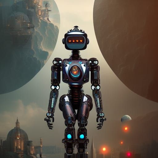 Renaissance Robot Woman: Epic Digital Matte Painting