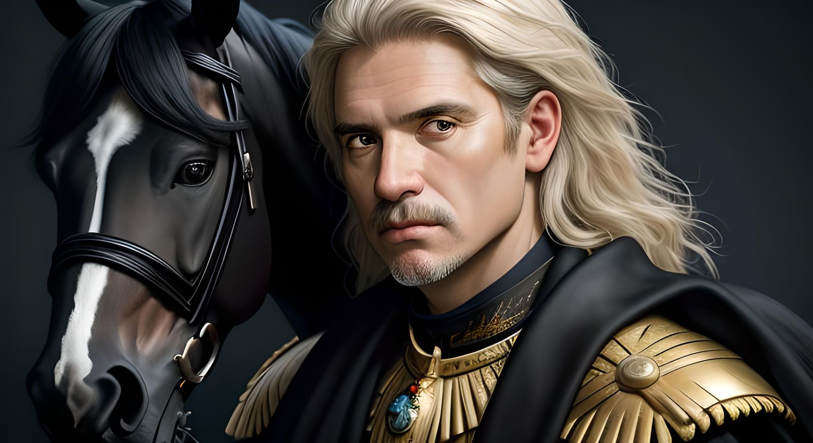 Alexander the Great Portrait with Black Horse