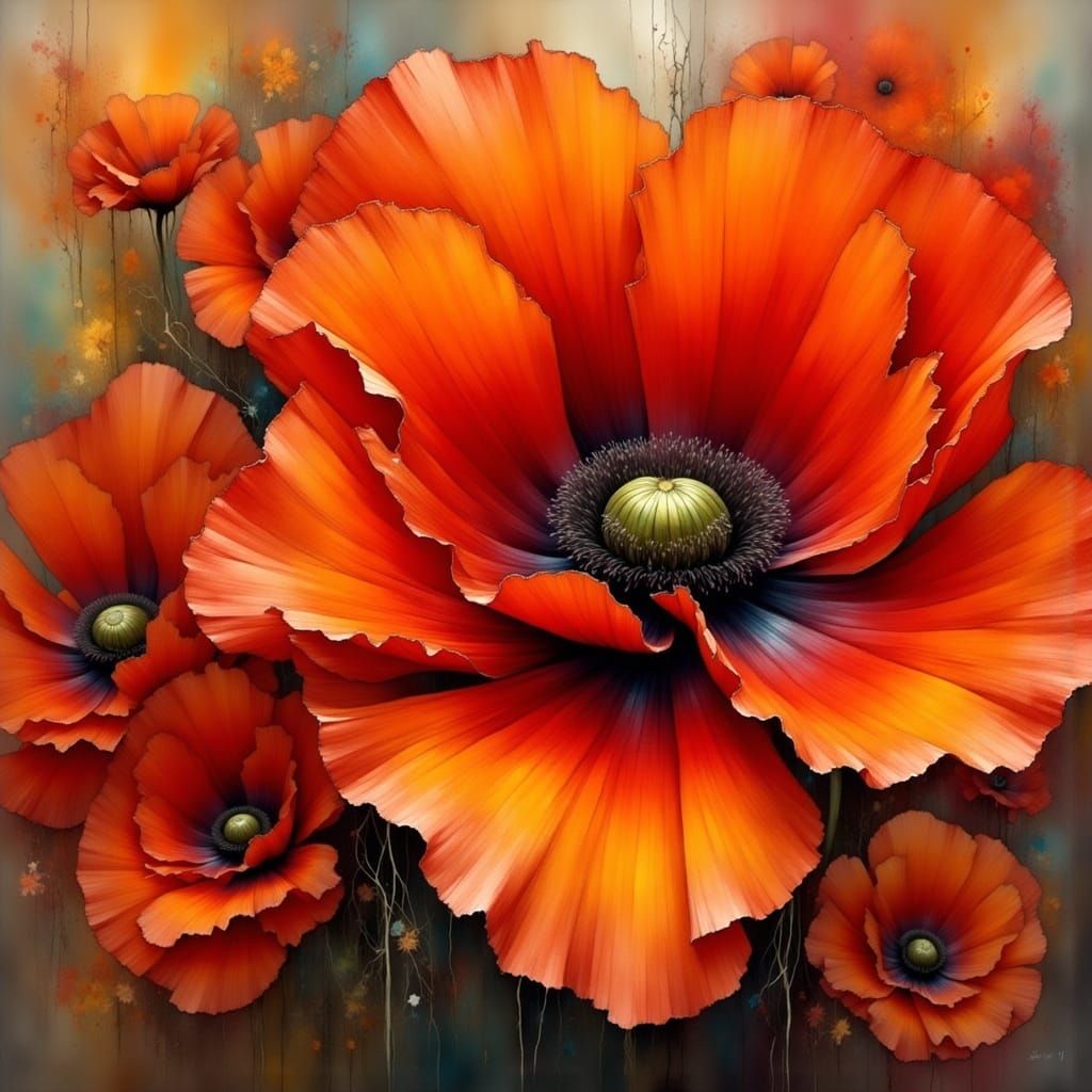 Poppies in the Style of Georgia O'Keeffe