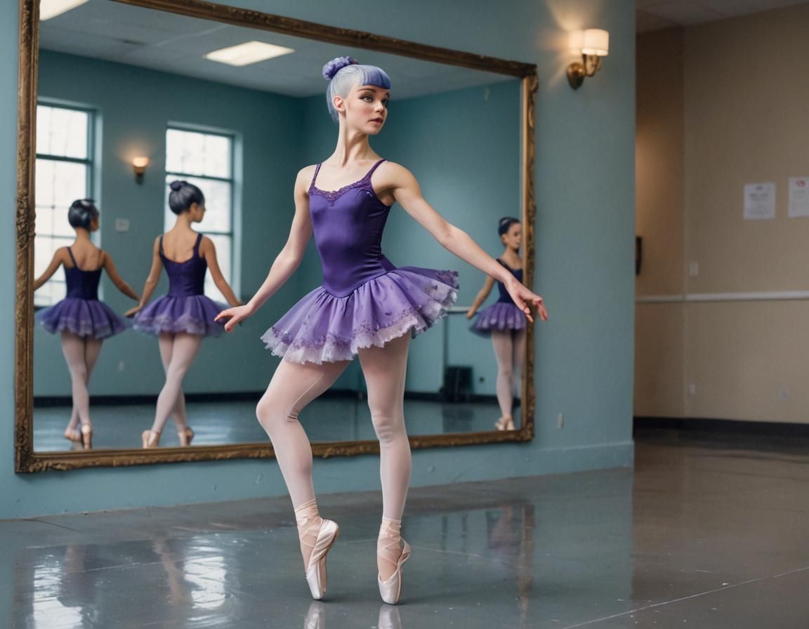 Anthropomorphic Ballerina in Purple Lace at Dance Recital