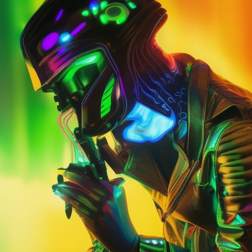 Cyborg Goblin in Cyberpunk Battle Against Zombies