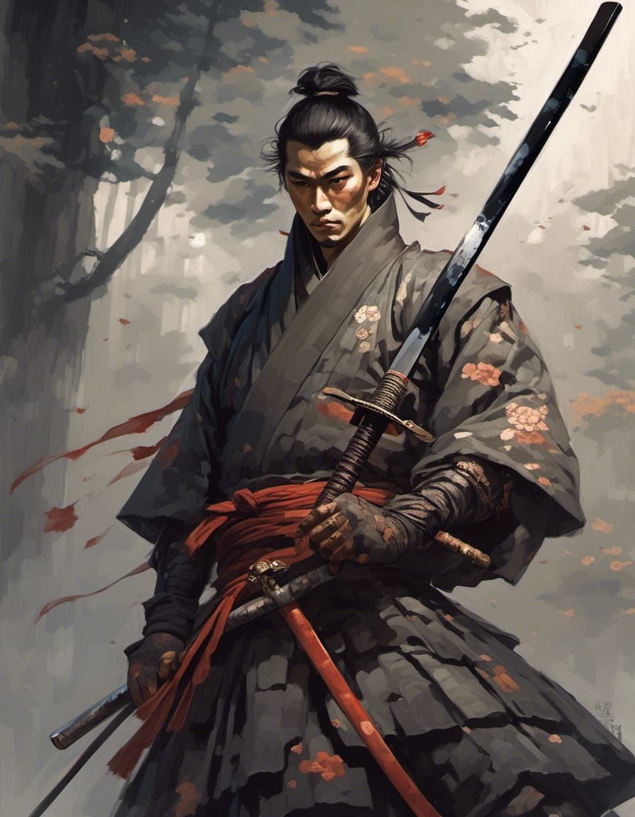 Japanese Swordsman in 1915 with Katana