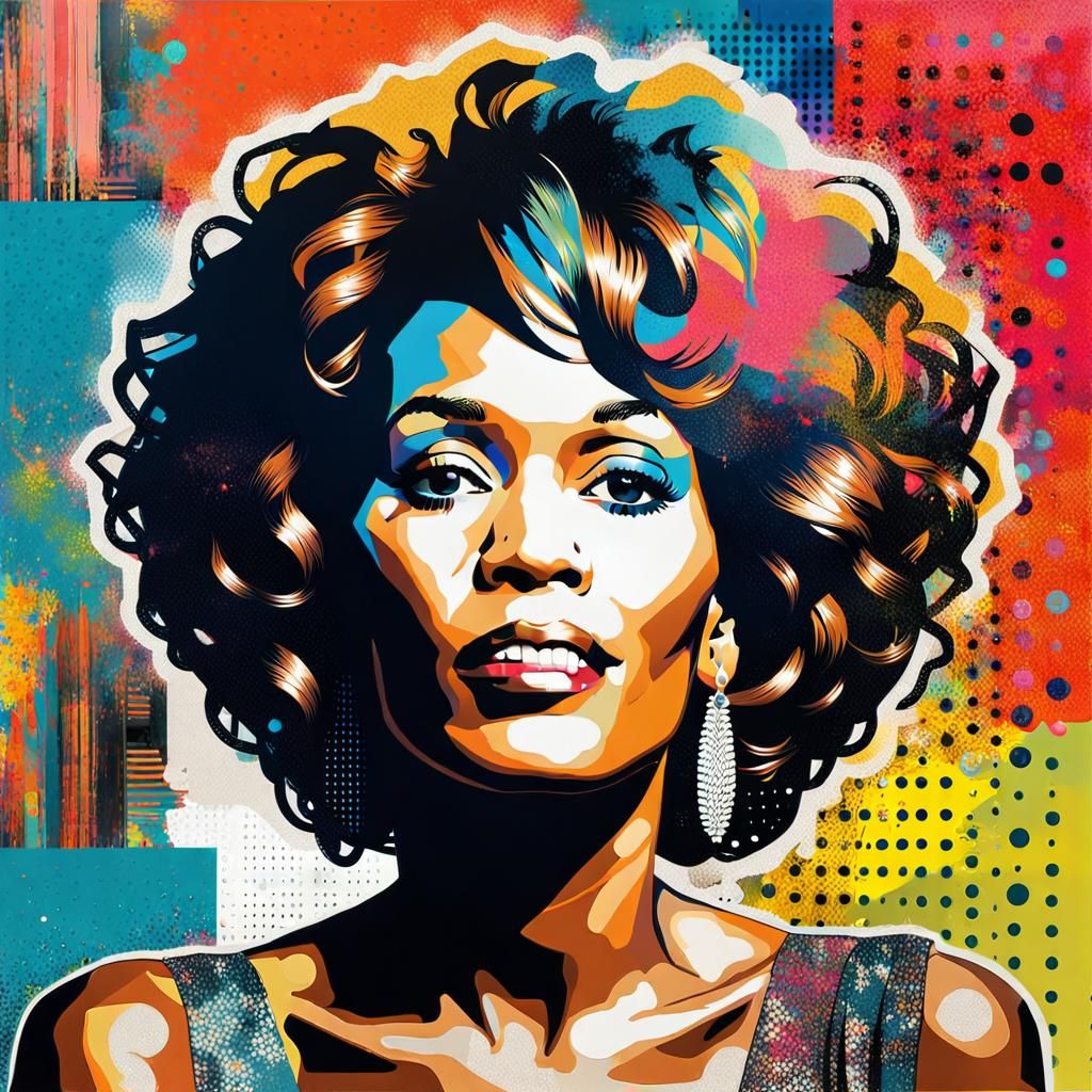 Whitney Houston Portrait in Pop Art Style