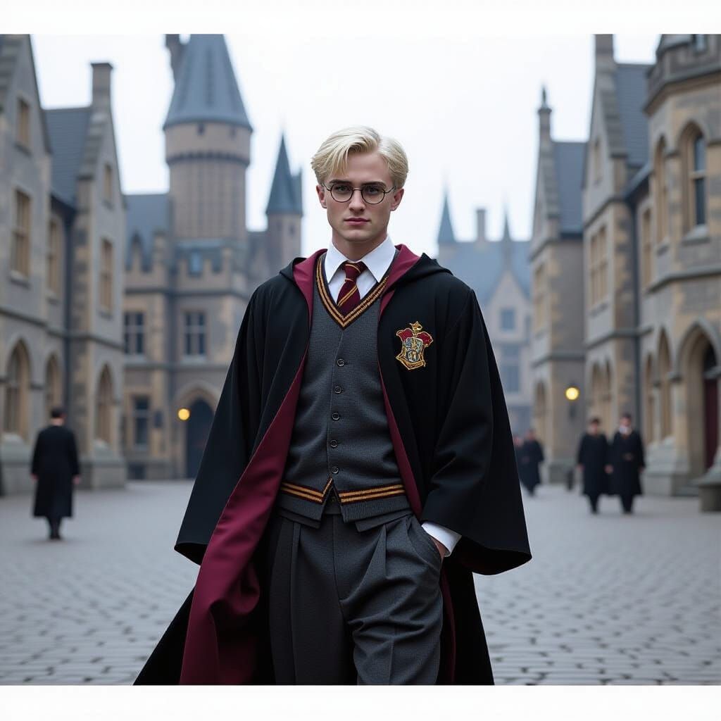 Draco Malfoy in Slytherin Uniform at Hogwarts