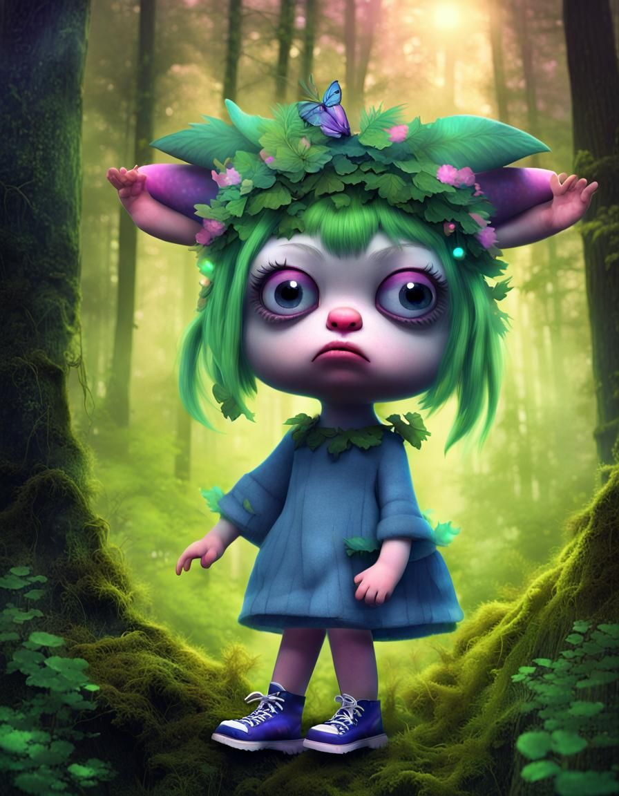 Grumpy Girl at Forest Rave Where Imagination Dances
