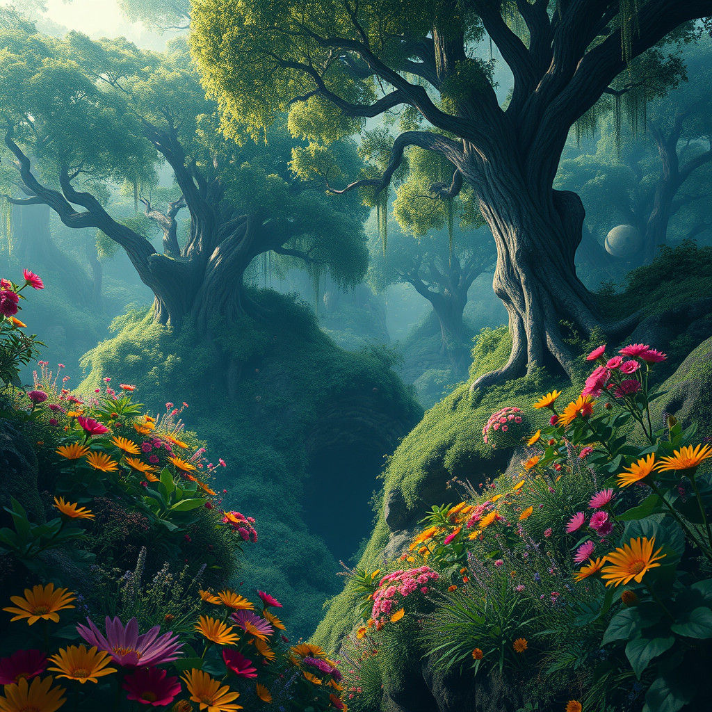 Paradise Conceals Demonic Eyes: A Matte Painting