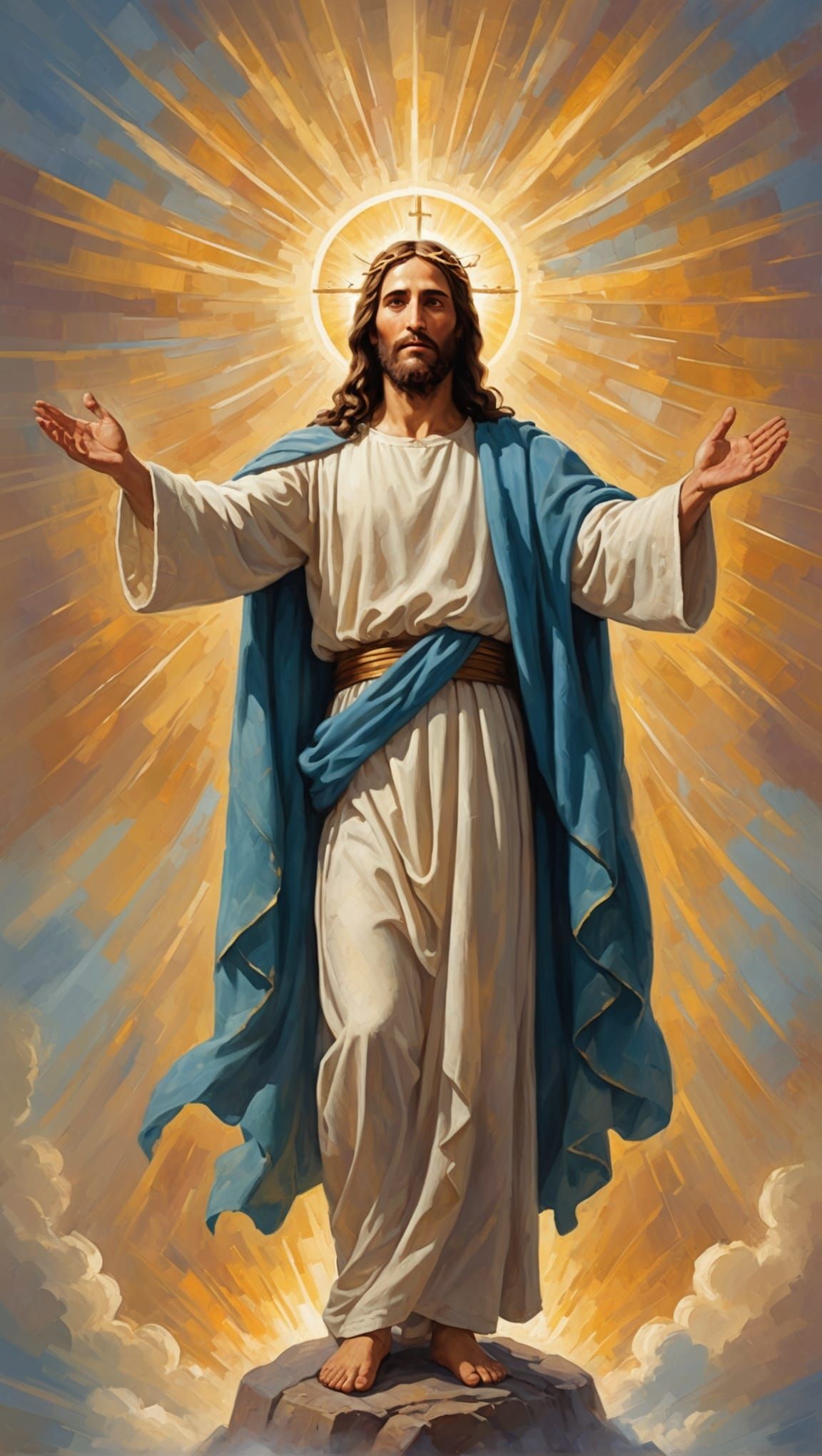 Jesus Christ Radiating Love: Impasto Art