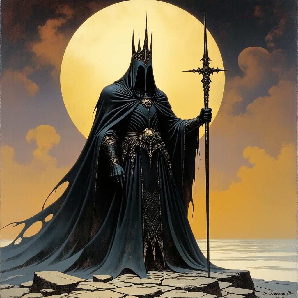 Brutal Wizard King in Dark Fantasy Style