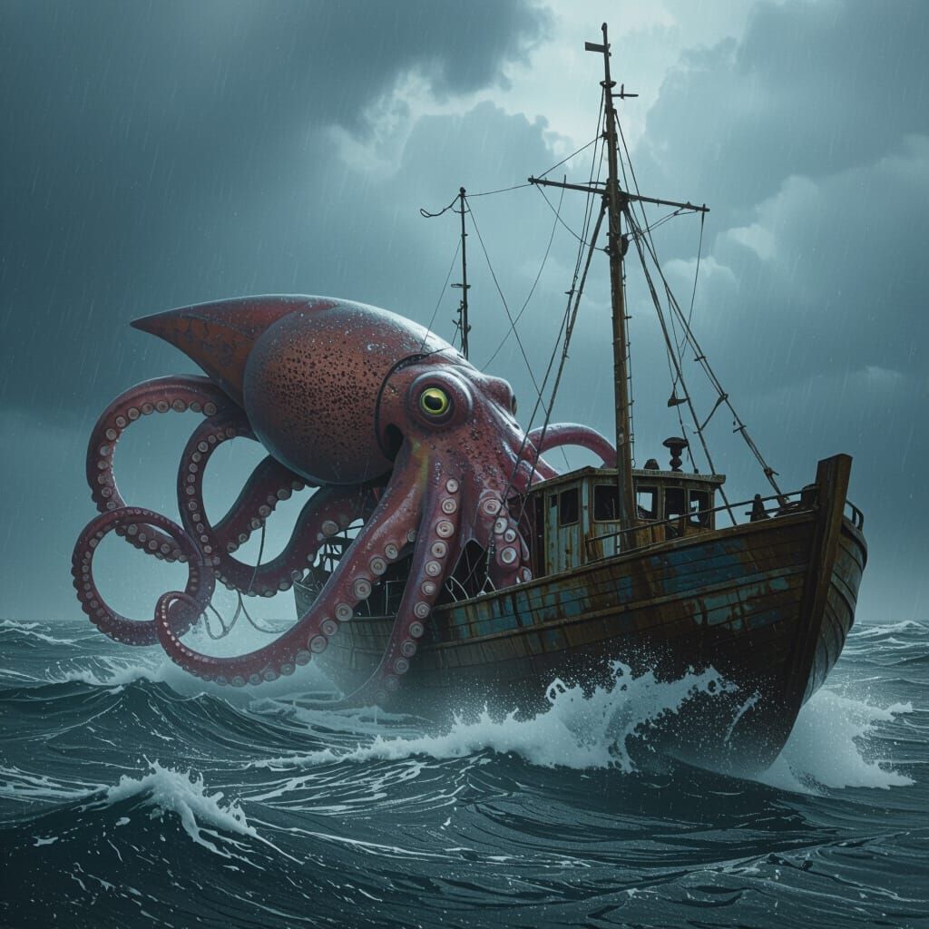 Giant Squid Attack in Biomechanical Style