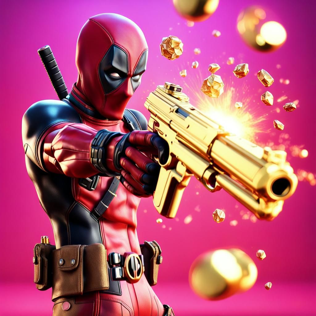 Deadpool Fires Diamond Bullets: Pixar-Style 3D Art