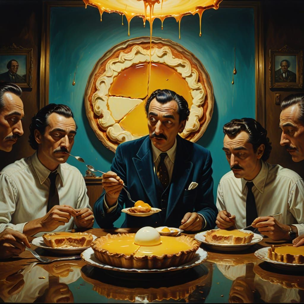 Surreal Office Pie Feast in Dali Style