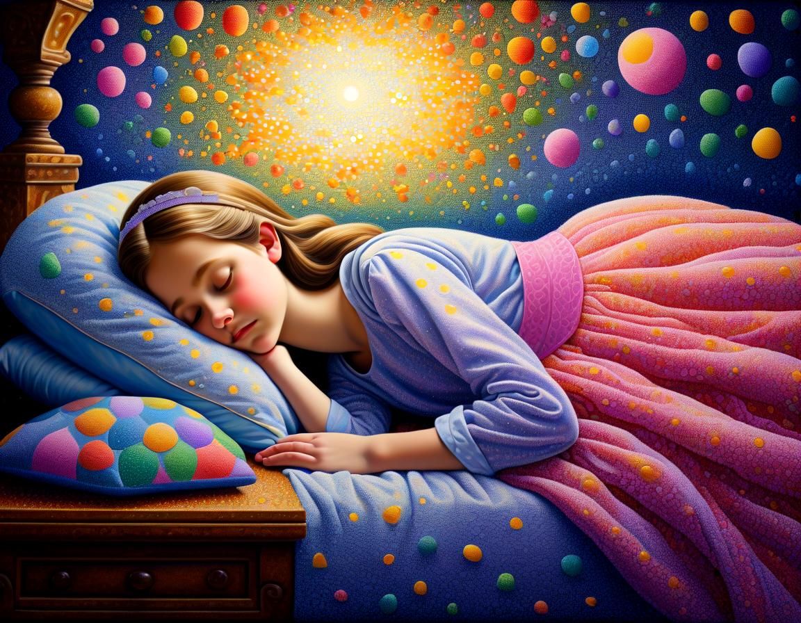 Dreaming Princess in Pointillist Slumber
