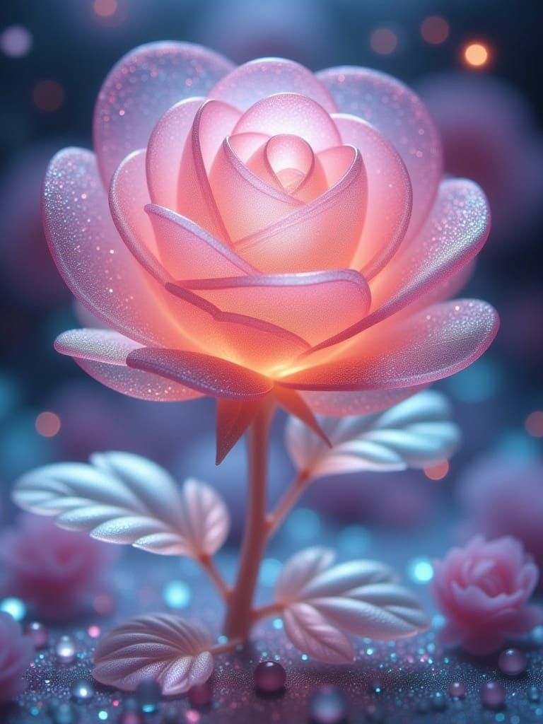 Ethereal Glass Rose with Lace-Like Petals