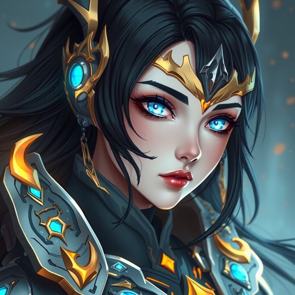 Cyberpunk Princess Portrait in Baroque Bio-Metal Armor