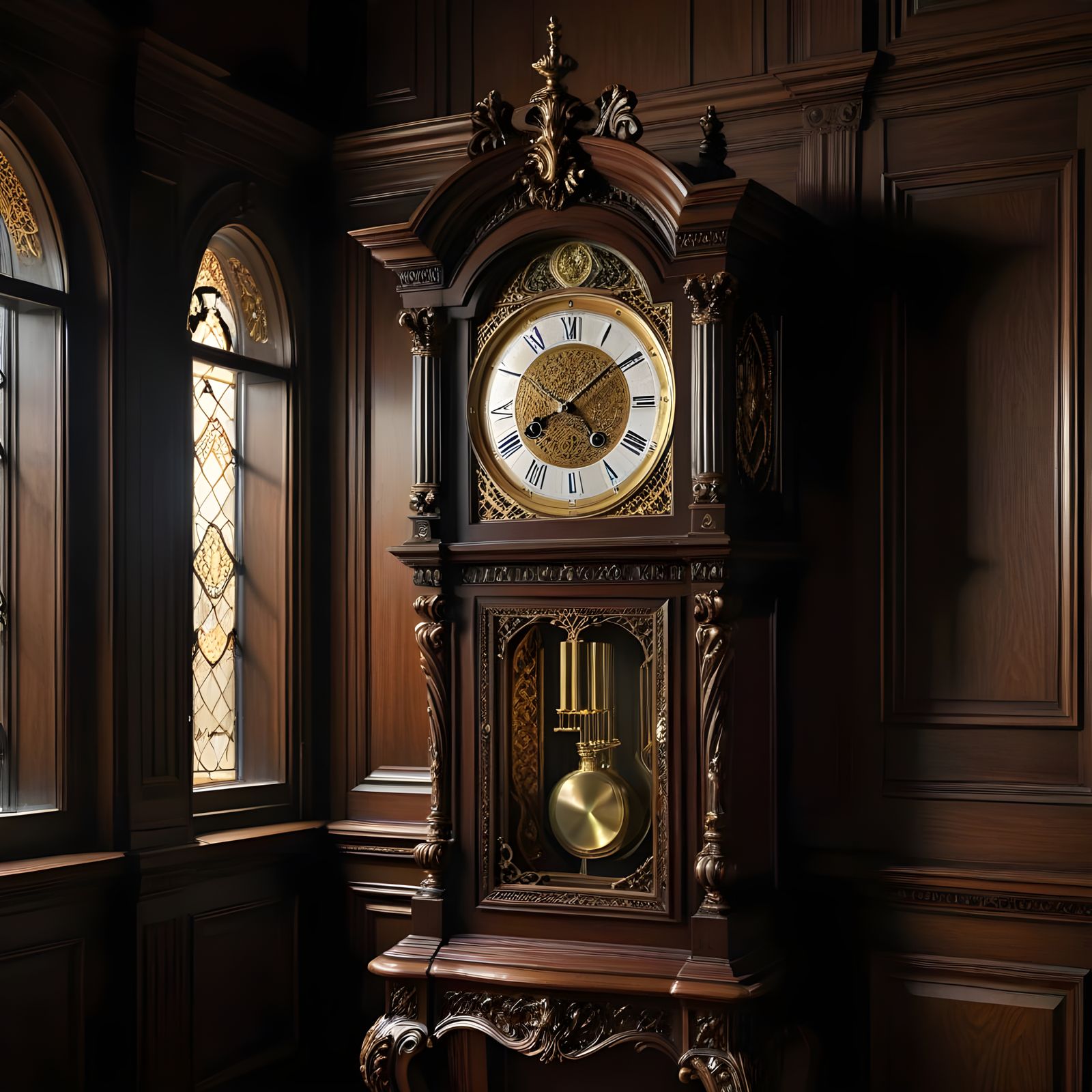 Baroque Grandfather Clock in a Victorian Study