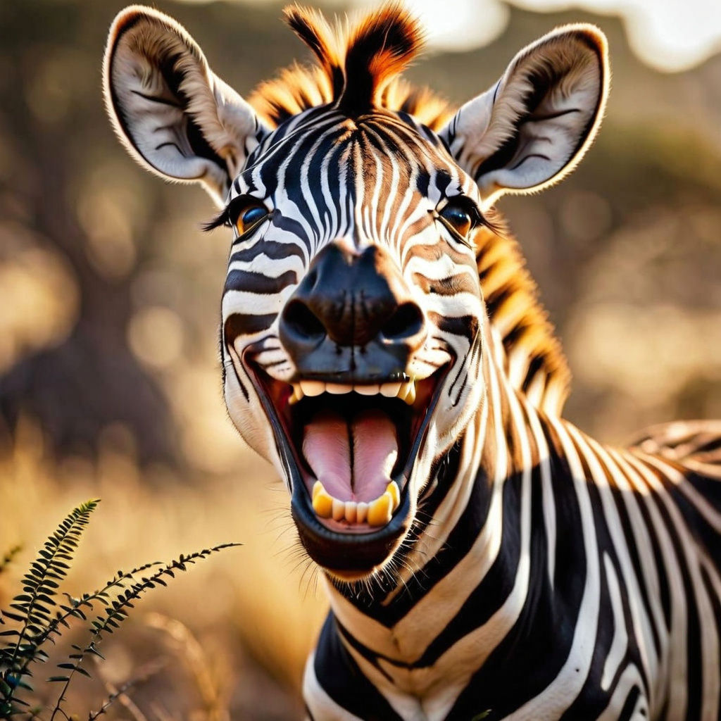 Hyperrealistic Zebra with a Human Smile