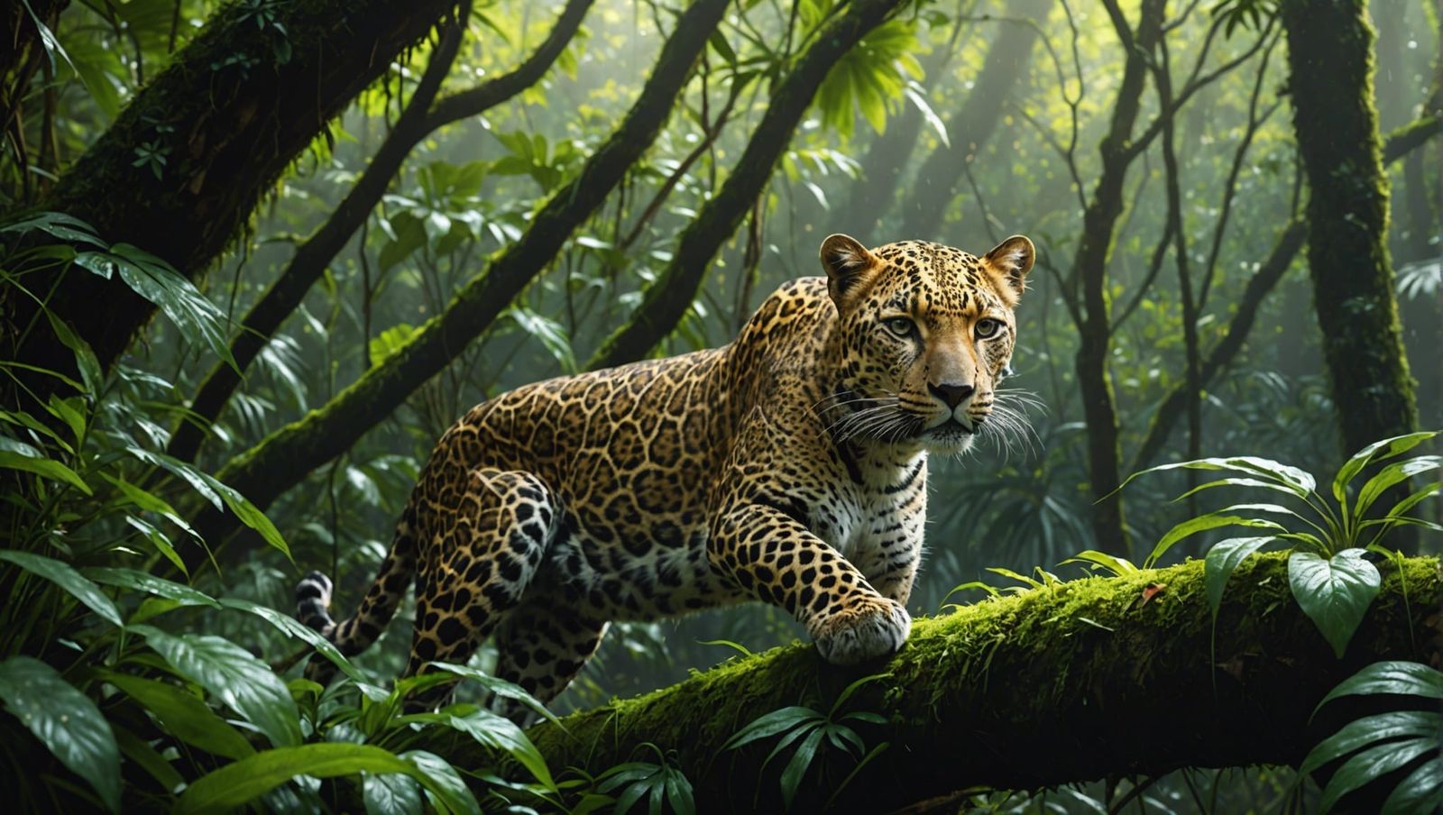 Leopard in Rainforest Undergrowth: Realistic 8K Image