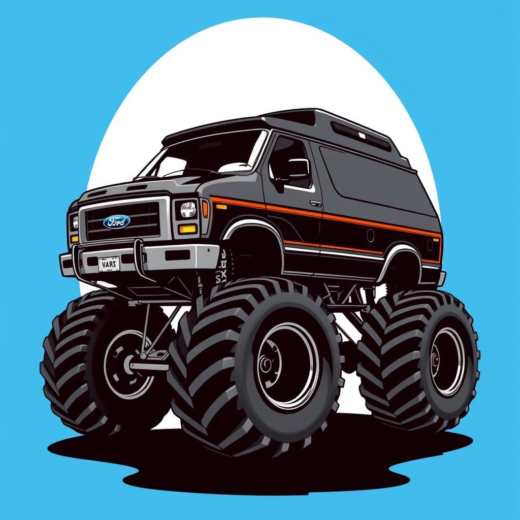 Futuristic Monster Van with Pop-Top in Syd Mead Style