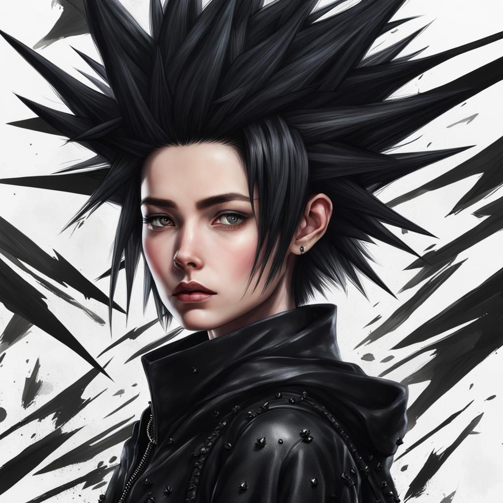 Void Power: Hyperrealistic Female with Black Spikes