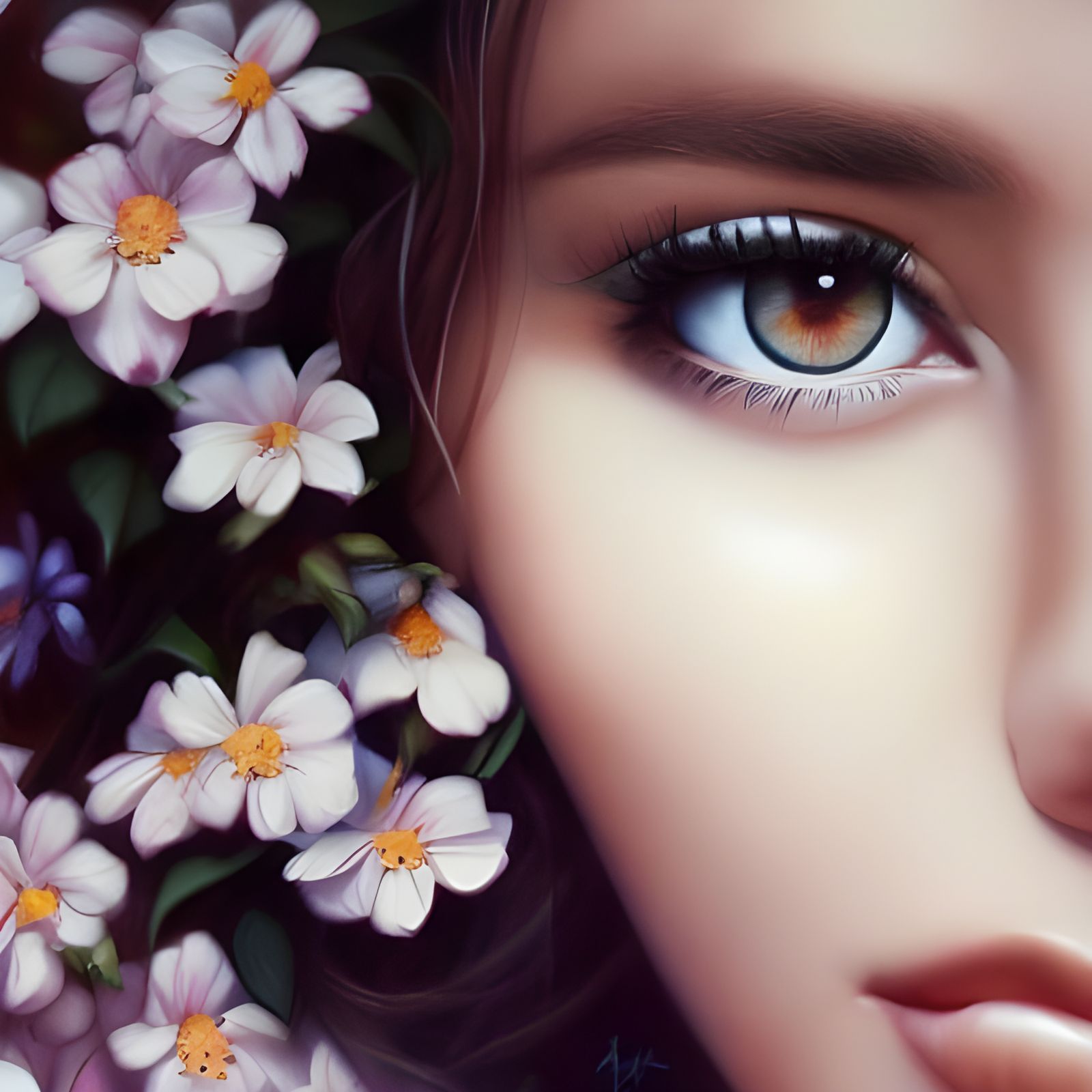 Detailed Portrait of Isabella Madrigal with Flowers