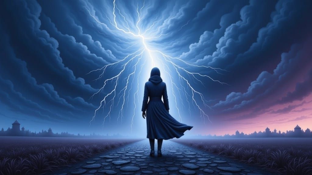 Eerie Twilight Landscape in Dark Surrealist Style