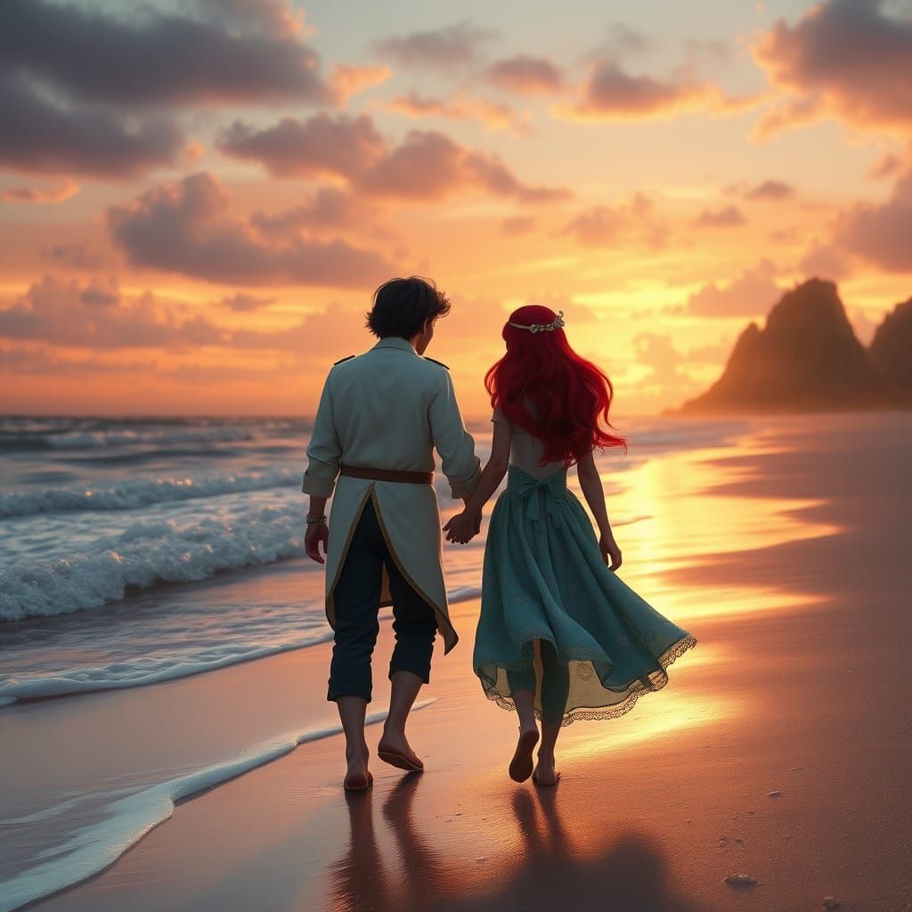 Ariel and Eric on the Beach at Sunset