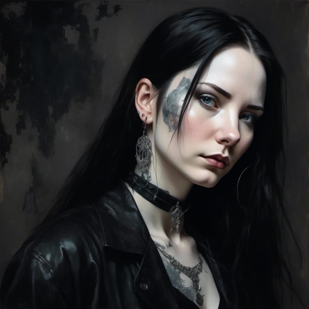 Gothic Man in Silver Fractal Light, Watercolor Style