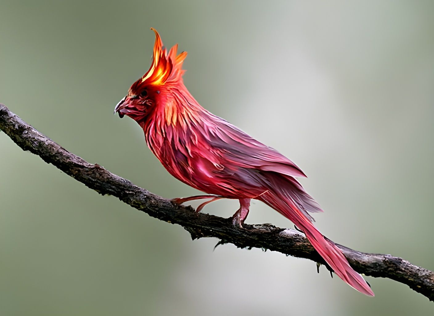 Roosting Phoenix as Airbrushed Cardinal Bird