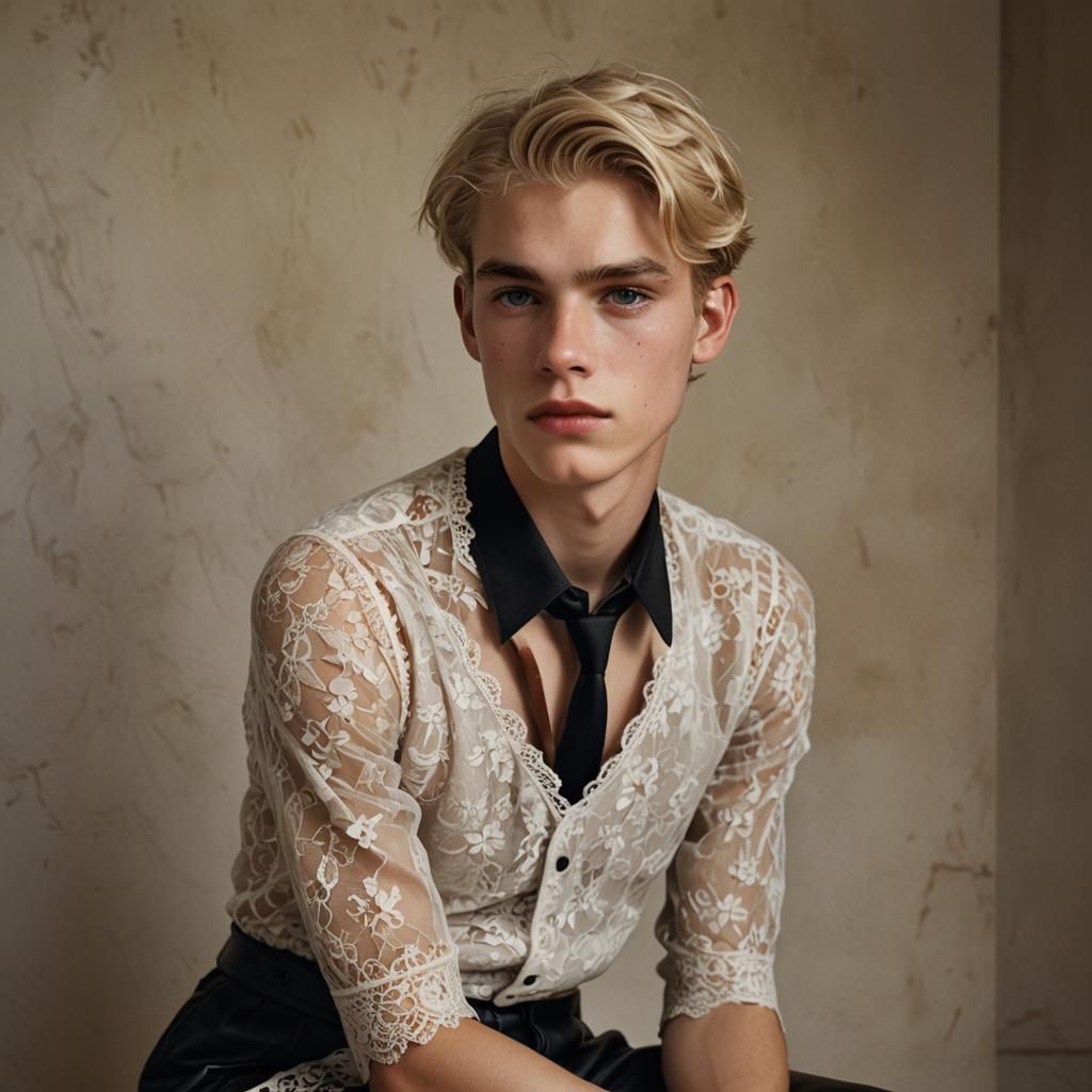 Elegant Youth in Enchanting Garden Setting