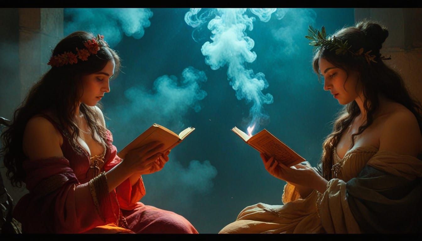 Iris and Hera Encrypted in a Hazy Film Still