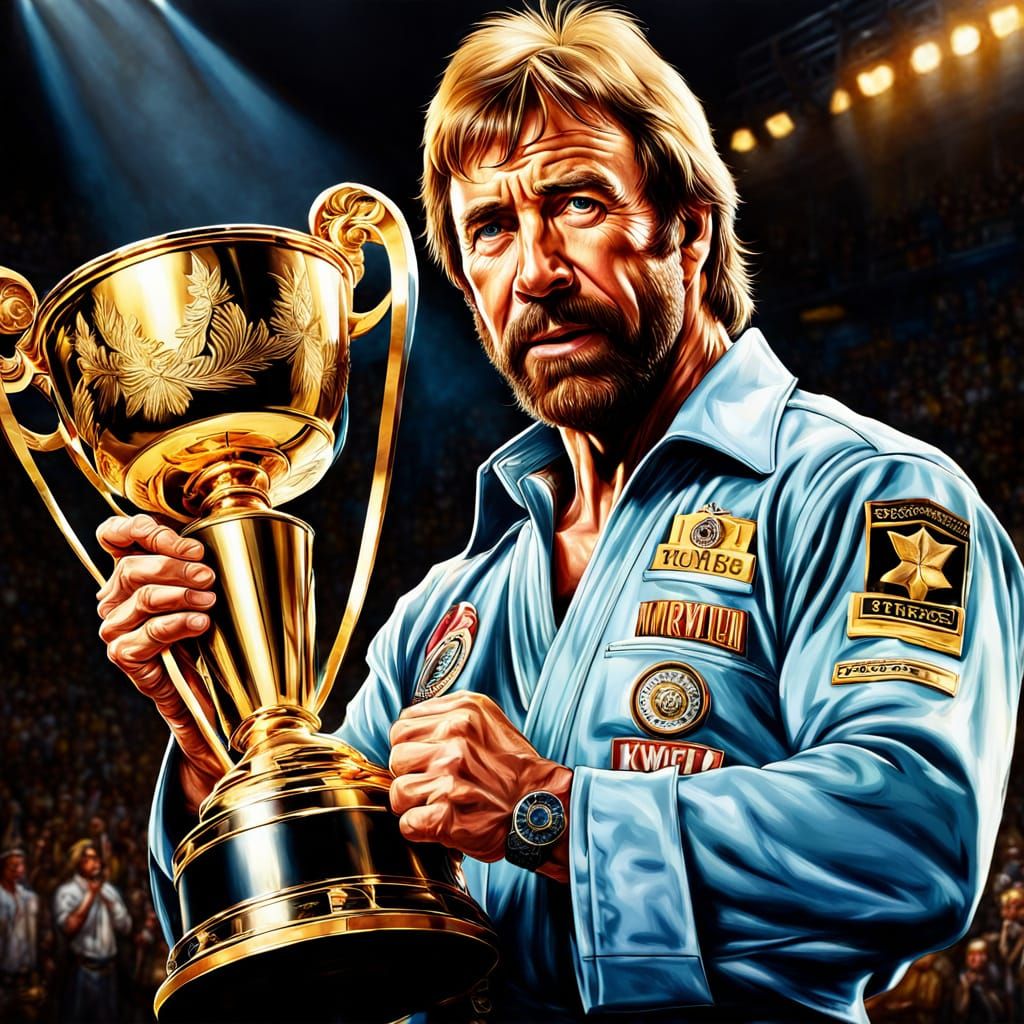 Chuck Norris Victorious in Oil Painting Style