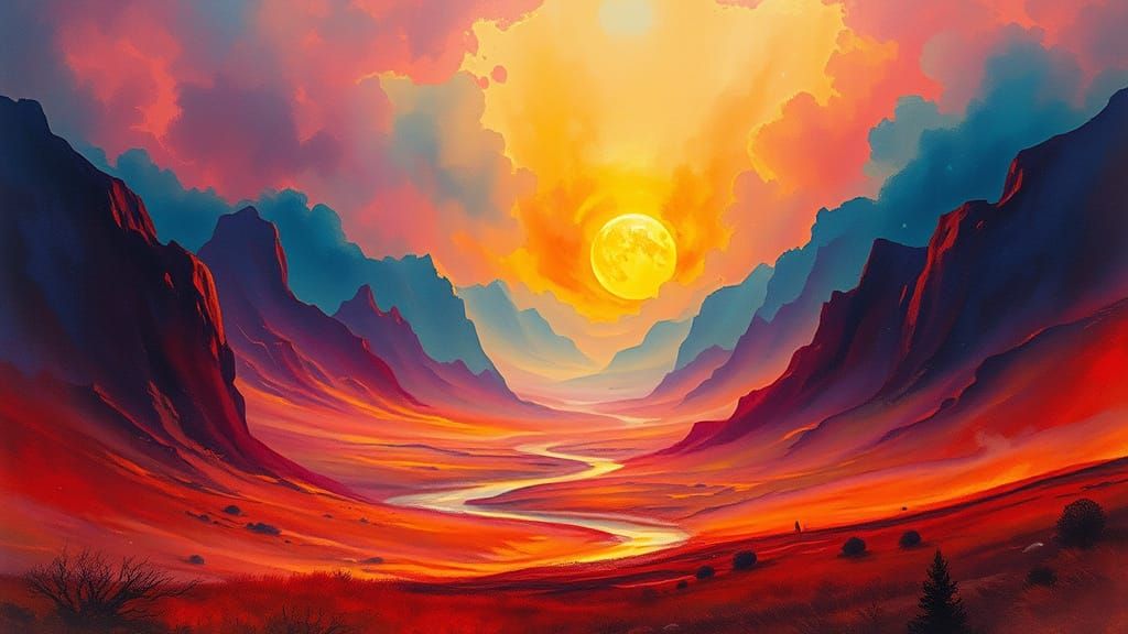 Otherworldly Bioluminescent Landscape in Dynamic Watercolor ...