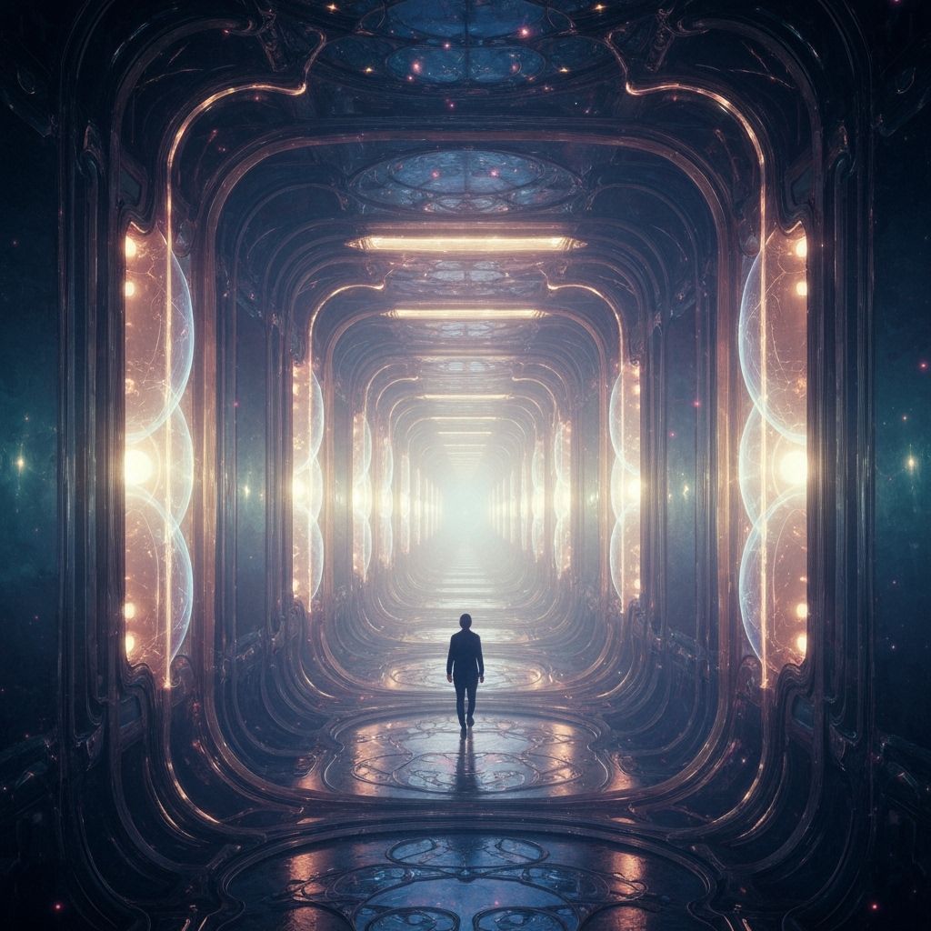 Infinite Corridor of Inner Light in Art Nouveau Style