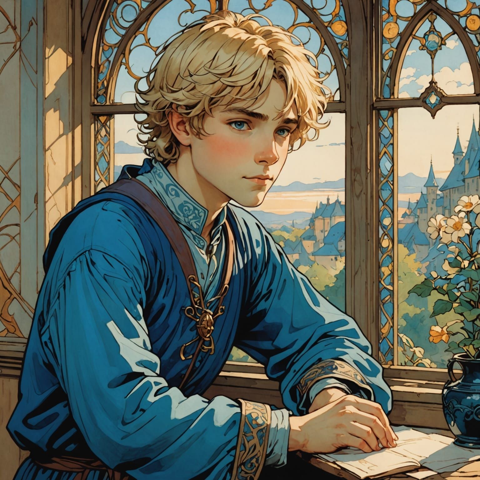 Medieval Boy Contemplates Dawn