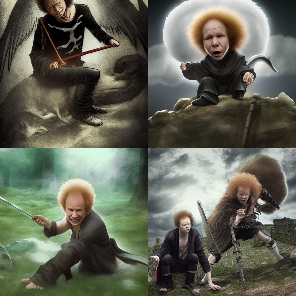 Garfunkel and Shinigami in Valhalla: Hyperrealistic Photoill...