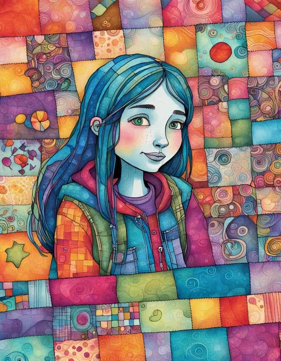 Dreamlike Whimsy Art Illustration of Distressed Girl