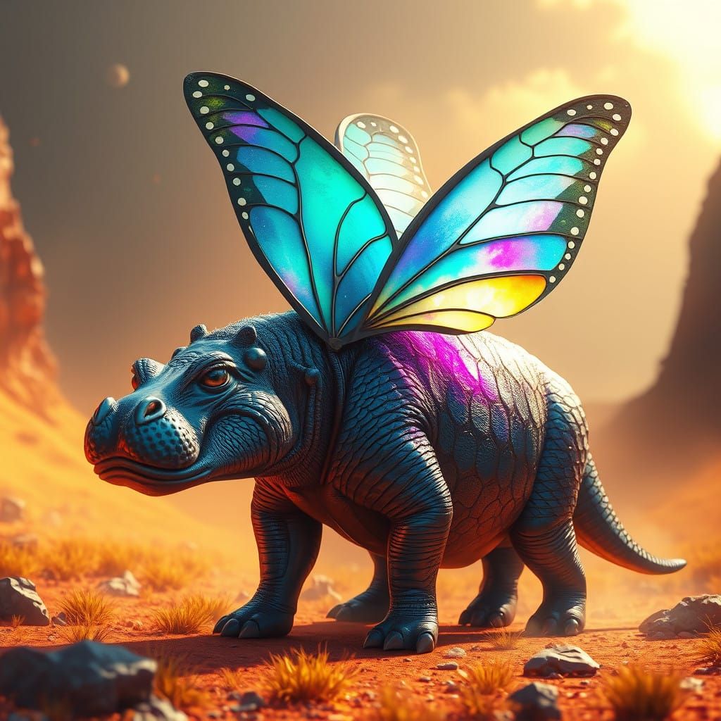 Majestic Turquoise Hippobutterfly in Vibrant Dreamworld