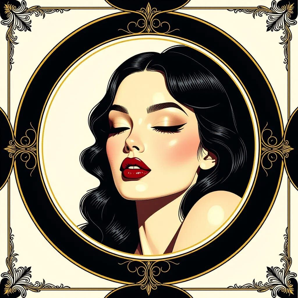 Golden Lips Kissing in Gothic Font on Black Velvet