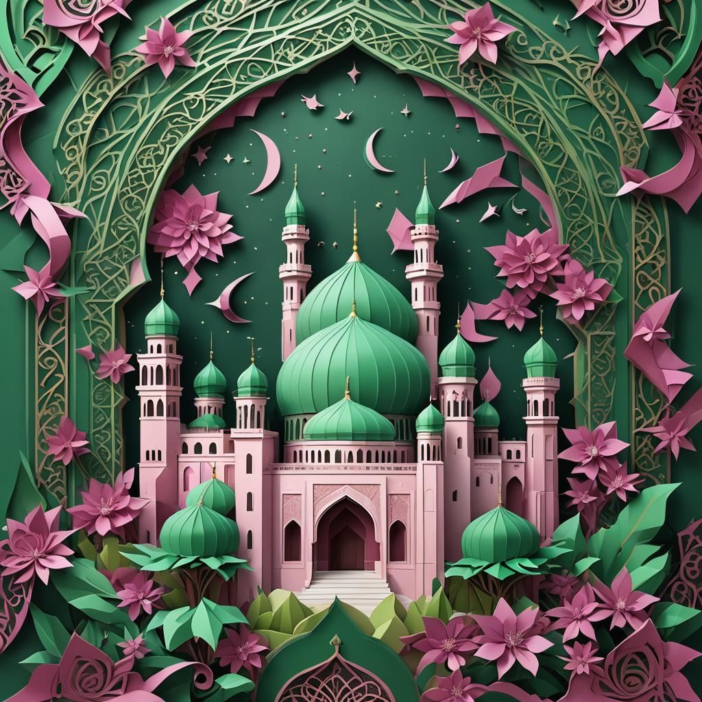Eid Al-Fitri Masjid Card in 3D Anime Art