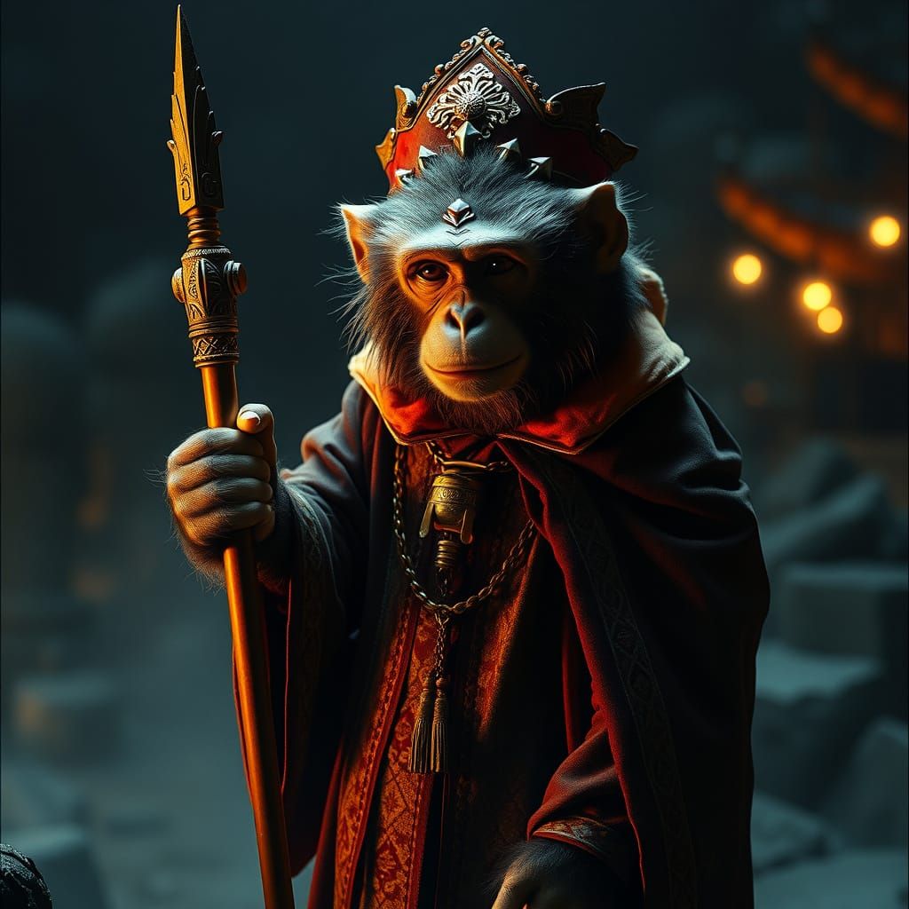 Mystical Monkey Cleric in Fantasy World