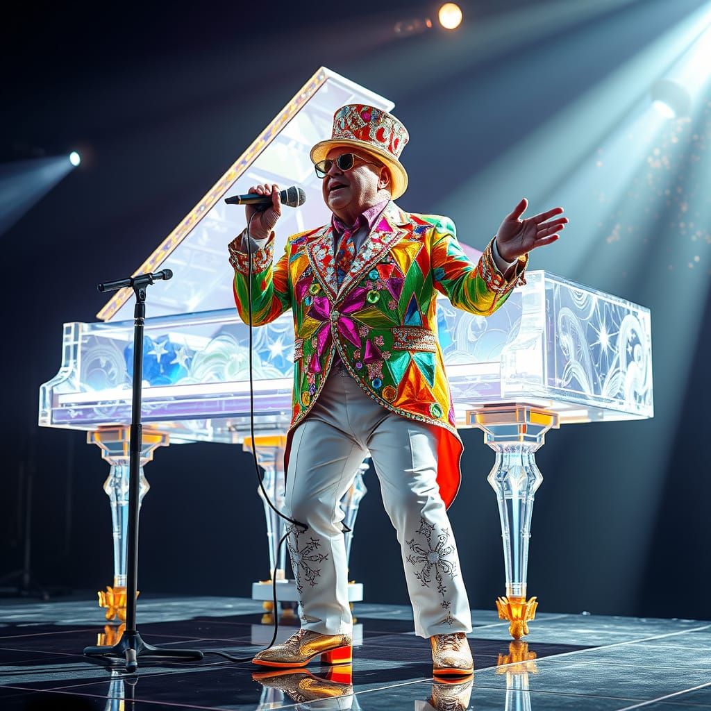 Elton John in Vibrant Stained Glass Captain Fantastic Costum...