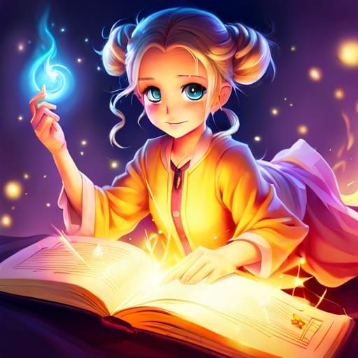 Magic Book with Prompts, Digital Art Style