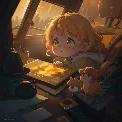 Chubby Kid in Vibrant Oil Painting Style