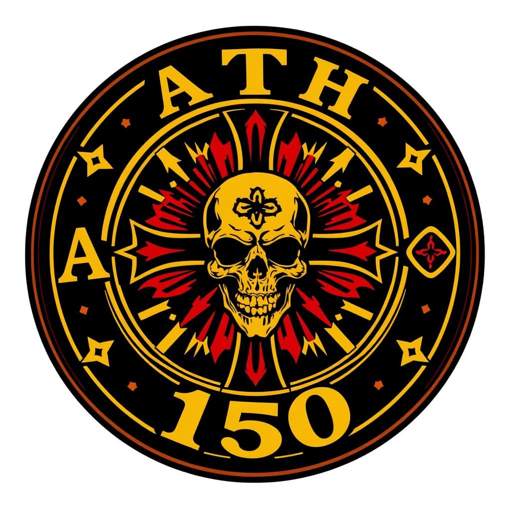 Orthodox Cross and Skull Emblem in Tattoo Art Style