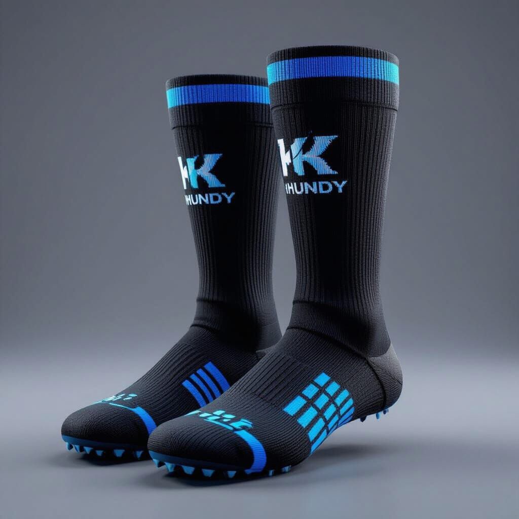 Khundy Soccer Socks: Black With Electric Blue Accents