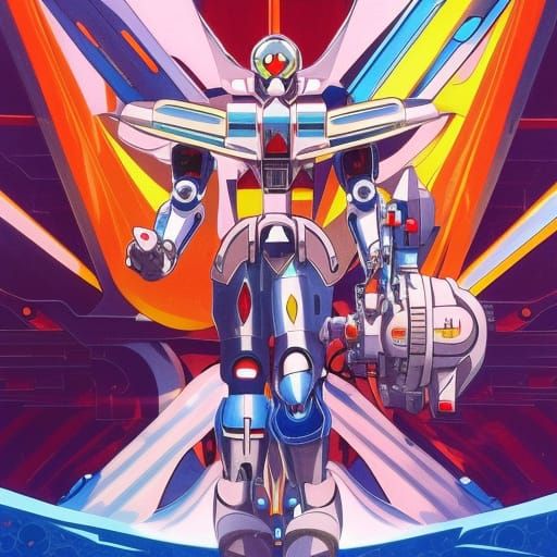 Battle of the Planets Mecha Robot in Dieselpunk Style