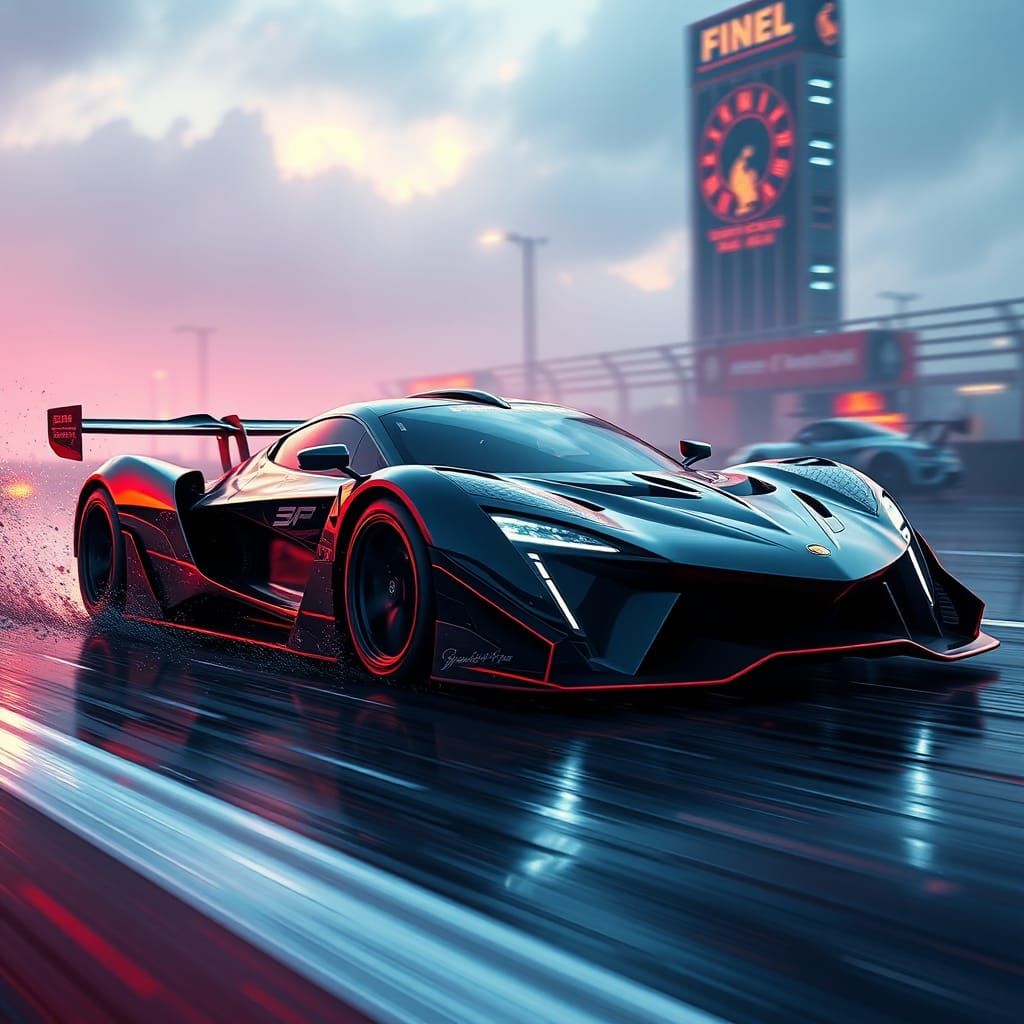 Luxury Racing Car in a Detailed Matte Painting