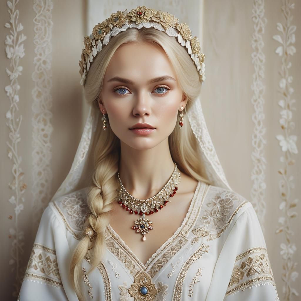 Angelic Russian Beauty in Traditional Clothing