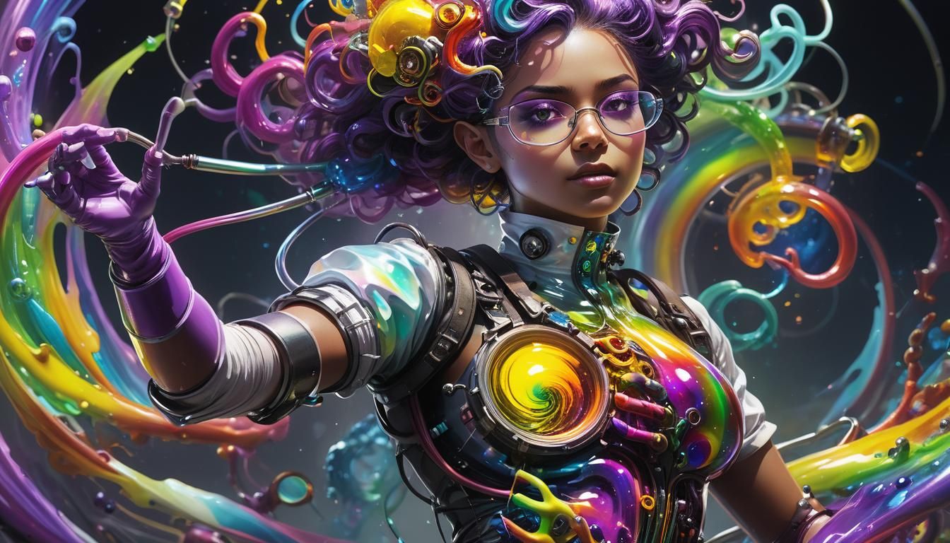 Dark Fantasy Scientist with Rainbow Stomach